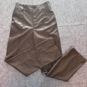 Zara Francoise XS Full‎ Length Straight Leg High-Waisted Faux Leather Trousers